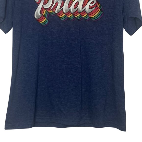 Pride Graphic Tshirt Womens Small Blue LGBTQ+ Rainbow - Picture 4 of 8